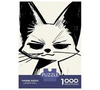 Puzzles pour Adultes 1000 Pièces Black and White Fox Illustration Puzzles pour Adolescents Jeu Manuel Décoration Intérieure Cadeaux De Noël Et d'anniversaire 70x50cm/1000pcs