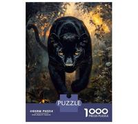 Puzzles pour Adultes 1000 Pièces Black Panther in A Forest Puzzles pour Adultes - Défi Difficile - Stimulez Votre Cerveau avec Ce Jeu Unique 38x26cm/1000pcs