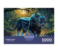 Puzzles pour Adultes 1000 Pièces Black Panther in Moonlight Puzzle pour Adultes Jeu De Réflexion Une Œuvre d'art Activités Amusantes À La Maison 52x38cm/1000pcs