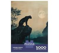 Puzzles pour Adultes 1000 Pièces Black Panther Under Moonlight Puzzles pour Adolescents : Améliorent La Mémoire, Entraînent Le Cerveau Et La Dextérité, Cadeaux Anti-Stress 38x26cm/1000pcs