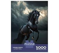 Puzzles pour Adultes 1000 Pièces Black Wild Horse in Storm Puzzle pour Adolescents Assemblage De Motifs Interaction Parent-Enfant Jeu Au Design Soigné 52x38cm/1000pcs