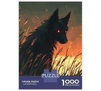 Puzzles pour Adultes 1000 Pièces Black Wolf with Glowing Eyes Puzzles pour Adultes - Jeu De Réflexion, Analyse Et Logique - Cadeaux d'anniversaire Et De Noël Uniques 38x26cm/1000pcs