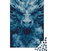 Puzzles pour Adultes 1000 Pièces Blue Dragon Head Statue Puzzles pour Adultes Jeu Manuel Décoration Parfaite Activités Amusantes À La Maison 52x38cm/1000pcs