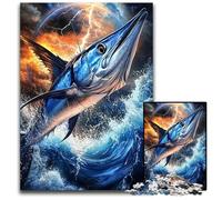 Puzzles pour Adultes 1000 pièces Blue Marlin Puzzle Jeux Jouets Cadeau, Améliorer l'amour Entre Les Couples pour Les 14 Ans et Plus 26x38cm