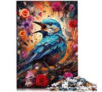 Puzzles pour Adultes 1000 pièces Bluebird et Fleurs Jeu Jouets pour la Famille Cadeau 26x38cm Améliorer l'amour Entre Les Couples