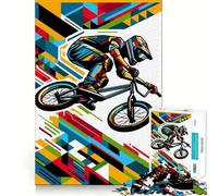 Puzzles pour Adultes 1000 pièces BMX WPAP Coloré Pop Art Découpe serrée Amusant,Jeu de Construction et de Concentration,Loisirs et Divertissement,Jeu Artistique d'anniversaire (50x75cm)