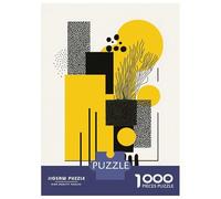 Puzzles pour Adultes 1000 Pièces Bold Yellow & Black Geometric Abstract Minimalist Art Puzzles pour Adultes Jeu De Réflexion Et De Logique Activités Amusantes À La Maison, 70x50cm/1000pcs