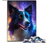 Puzzles pour Adultes 1000 pièces Border Collie coloré en Bois, idée Cadeau Unique de décoration d'intérieur DIY 50x75cm Fête d'anniversaire pour Hommes Femmes
