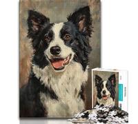 Puzzles pour Adultes 1000 pièces Border Collie, Jouets de Jeu stimulants, décoration Murale, Cadeaux d'anniversaire et de Noël Uniques (38x26cm)