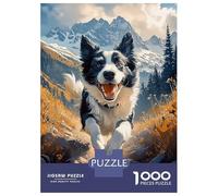 Puzzles pour Adultes 1000 Pièces Border Collie Mountain Run Puzzles pour Adolescents Jeu Manuel Décoration Intérieure Cadeaux De Noël Et d'anniversaire 52x38cm/1000pcs