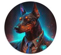 Puzzles pour Adultes 1000 pièces Boss Doberman Puzzle Rond 1000 pièces Décoration DIY, Défi cérébral, pour Adulte, Famille, Cadeau de Vacances 67,5 x 67,5 cm