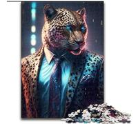 Puzzles pour Adultes 1000 pièces Boss Leopard en Costume, Jeu Familial interactif, pour Les Vacances, Jeu d'activités familiales (Taille : 50x75cm)