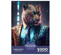 Puzzles pour Adultes 1000 Pièces Boss Leopard in Suit Puzzle pour Adultes - Jouet Anti-Stress - Cadeau d'anniversaire - Cadeau De Noël 52x38cm/1000pcs