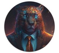 Puzzles pour Adultes 1000 pièces Boss Leopard Puzzles Ronds en Carton pour la fête des mères, Les Anniversaires et Noël 67,5 x 67,5 cm