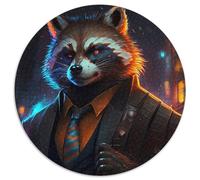 Puzzles pour Adultes 1000 pièces Boss Raccoon Puzzle Rond 1000 pièces Décoration DIY, Défi cérébral, pour Adulte, Famille, Cadeau de Vacances 67,5 x 67,5 cm