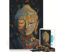 Puzzles pour Adultes 1000 pièces Bouddha Cubisme Mosaïque Jeu d'ajustement précis Casse-tête Cadeau Moment de détente et de Divertissement Cadeau Artistique de Noël (38x52cm)