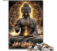 Puzzles pour Adultes 1000 pièces Bouddha doré en Carton 26x38cm Décoration idéale pour la Maison ou Le Bureau, Cadeau de Noël idéal