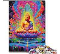 Puzzles pour Adultes 1000 pièces Bouddha Graffiti coloré en Bois, activité Amusante à la Maison 50x75cm Activité de Jeu familiale captivante