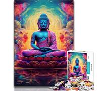 Puzzles pour Adultes 1000 pièces Bouddha psychédélique, Jouets éducatifs et Amusants pour la Maison, Cadeaux d'anniversaire, Cadeaux de Voyage (38x26cm)