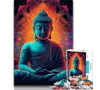Puzzles pour Adultes 1000 pièces, Bouddha psychédélique, Mandala, 1000 pièces pour Adultes, Jeux éducatifs, décoration Murale, Cadeaux d'anniversaire et de Noël Uniques (Taille 38x26cm)