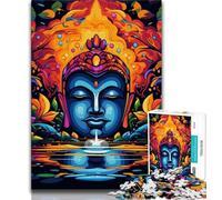 Puzzles pour Adultes 1000 pièces Bouddha psychédélique Staycation Kill Time avec Affiche et fiche de Questions Assorties 26x38cm