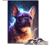 Puzzles pour Adultes 1000 pièces Bouledogue coloré en Bois, décoration Artistique DIY Parfaite ou Cadeau d'anniversaire 50x75cm pour Jeu interactif en Famille