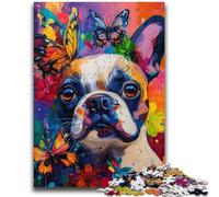 Puzzles pour Adultes 1000 pièces Bouledogue français Graffiti Aidez Le Cerveau à exercer des Jouets addictifs pour cultiver la Patience Interaction Parent-Enfant 26x38cm