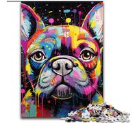 Puzzles pour Adultes 1000 pièces Bouledogue français Graffiti Puzzles pour Adultes, 1000 pièces, ce Qui en Fait Un Excellent Cadeau pour s'amuser en Famille (Taille 26x38cm)