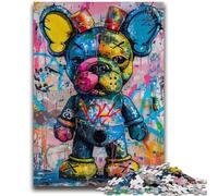 Puzzles pour Adultes 1000 pièces Bouledogue français Graffiti Un défi à relever, mais Amusant et Humoristique Cadeau d'anniversaire, Cadeaux, décoration Murale 26x38cm
