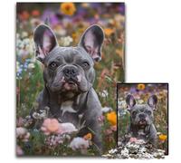 Puzzles pour Adultes 1000 pièces Bouledogue français Puzzles en Bois Difficiles et stimulants, Superbes Cadeaux et Jouets pour Les 14 Ans 50x75cm