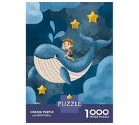 Puzzles pour Adultes 1000 Pièces Boy Riding Whale in Sky Puzzles pour Adultes Jeu De Réflexion Et De Logique Activités Amusantes À La Maison, 70x50cm/1000pcs
