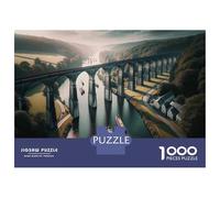 Puzzles pour Adultes 1000 Pièces Bridge Over River with Boats Puzzle pour Adultes, Jeu De Réflexion, Cadeaux pour Femmes, Activités Amusantes À La Maison 38x26cm/1000pcs