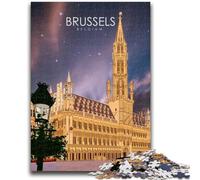 Puzzles pour Adultes 1000 pièces Bruxelles Belgique Voyage Jeu Stimulant et Jeu Familial Décoration Murale Cadeaux d'anniversaire et de Noël Uniques (Taille 38x26cm)
