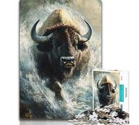 Puzzles pour Adultes 1000 pièces Buffalo 1000 pièces Jigsaw Staycation Kill Time avec Affiche Assortie et Feuille de Questions 26x38cm