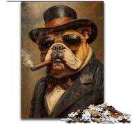 Puzzles pour Adultes, 1000 pièces, Bulldog Fumeur, pour Adolescents et familles, décoration DIY Parfaite et défi cérébral 50x75cm