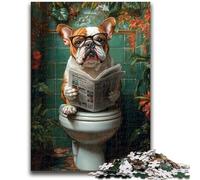 Puzzles pour Adultes 1000 pièces Bulldog sur Les Toilettes Soulagement du Stress Défi Difficile Idéal comme Cadeau pour Toute la Famille 50x75cm