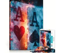 Puzzles pour Adultes 1000 pièces Burning ACES︰ Jeu d'ajustement précis Cœur et Pique Casse-tête Cadeau Calme et Amusant Cadeau Art de Noël (38x26cm)