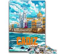 Puzzles pour Adultes 1000 pièces Cadix Espagne Voyage Aide Le Cerveau à exercer Jouets addictifs pour cultiver la Patience Convient aux Couples (Taille 38x26cm)