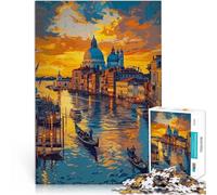 Puzzles pour Adultes 1000 pièces Canal du Coucher du Soleil à Venise Jouets de Jeu Activités Amusantes à la Maison, Cadeaux d'anniversaire, Cadeaux de Voyage, 75x50cm