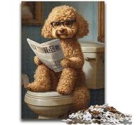 Puzzles pour Adultes 1000 pièces Caniche aux Toilettes Jeux éducatifs Jouets DIY Idéal comme Cadeau pour Toute la Famille 50x75cm