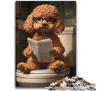 Puzzles pour Adultes 1000 pièces Caniche aux Toilettes pour Les 14 Ans et Plus Cadeaux intéressants pour la réduction du Stress pour Les Amis et la Famille 50x75cm