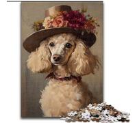 Puzzles pour Adultes 1000 pièces Caniche avec Chapeau, Jouets de Divertissement Familial, idéal comme Cadeau pour Toute la Famille à partir de 14 Ans (Taille 50x75cm)
