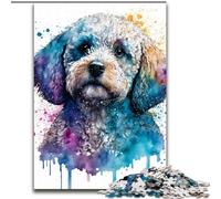 Puzzles pour Adultes 1000 pièces Caniche Mignon en Bois, Jeu Familial interactif, adapté aux 14 Ans et Plus 50x75cm pour Jeu interactif en Famille