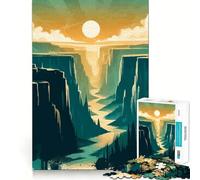 Puzzles pour Adultes 1000 pièces Canyon,rivière,Coucher de Soleil,Ciel Jeu d'ajustement précis Casse-tête Cadeau Moment de détente et de Divertissement Cadeau Artistique de Noël (38x52cm)