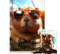 Puzzles pour Adultes 1000 pièces Capybara Happy Be Capy Jeu d'ajustement précis Casse-tête Cadeau Calme et Amusant Cadeau d'art de Noël (50x75cm)