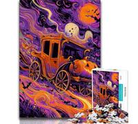 Puzzles pour Adultes 1000 pièces Carrosse de Citrouille d'halloween, Jouets de Jeu stimulants, Chaque pièce est Unique - Jeu Amusant en Famille Stimulant adapté aux Personnes de 14 à 38cm