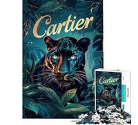 Puzzles pour Adultes 1000 pièces Cartier Panthère Majesté Difficile et Stimulant Jeux Amusants pour Les 14 Ans et Plus (38x26cm)