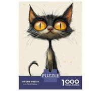 Puzzles pour Adultes 1000 Pièces Cartoon Cat with Big Eyes Puzzles pour Adultes pour S'amuser en Famille Activités Amusantes À La Maison Jeu Familial Stimulant 38x26cm/1000pcs