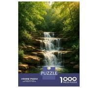 Puzzles pour Adultes 1000 Pièces Cascading Waterfall in Lush Green Forest Puzzles pour Adultes : des Jeux Amusants, Drôles Et Stimulants À Terminer 38x26cm/1000pcs