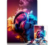 Puzzles pour Adultes 1000 pièces Casque d'écoute Moderne et coloré 1000 pièces pour Adultes, Jeux éducatifs, décoration d'intérieur, Cadeau d'anniversaire, Art Mural (Taille 75x50cm)
